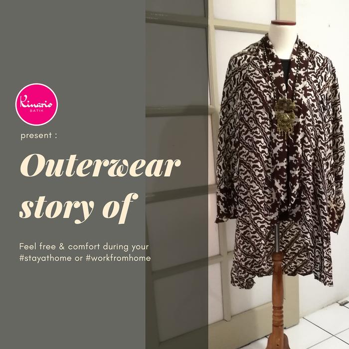 Outer Batik Wanita Kinario Kimono Batik Cap Paris Parang Cecek Jogjaan