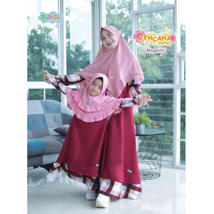 Baju Gamis Dress Wanita Syari Couple Ibu dan Anak KENCANA by zizazu