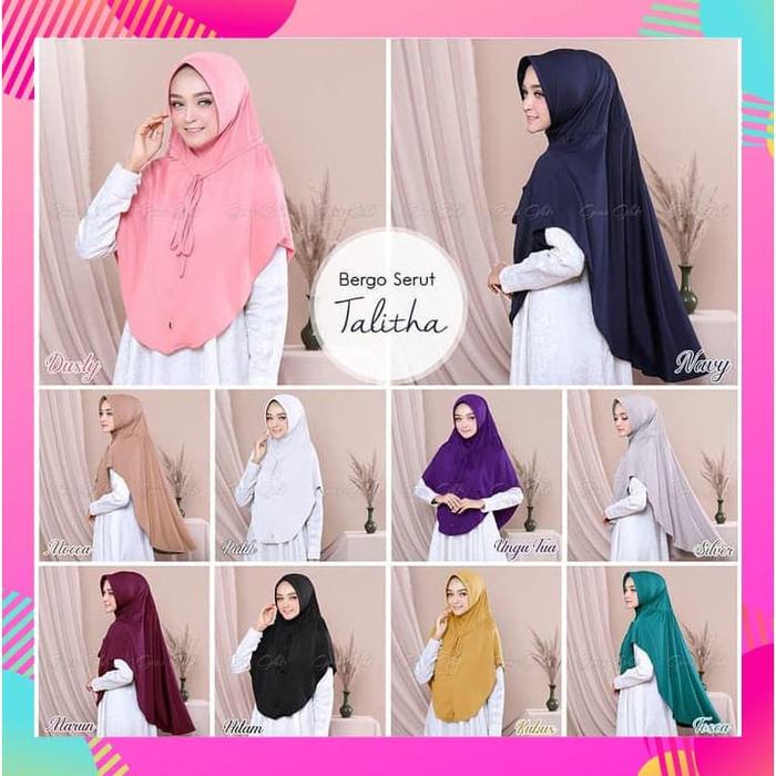 Jilbab/Hijab/Kerudung/Khimar/Bergo Instan Pet Antem Tali Serut/Talitha