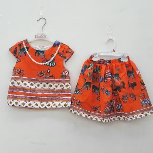 setelan moana anak perempuan / setelan rok gambar moana import