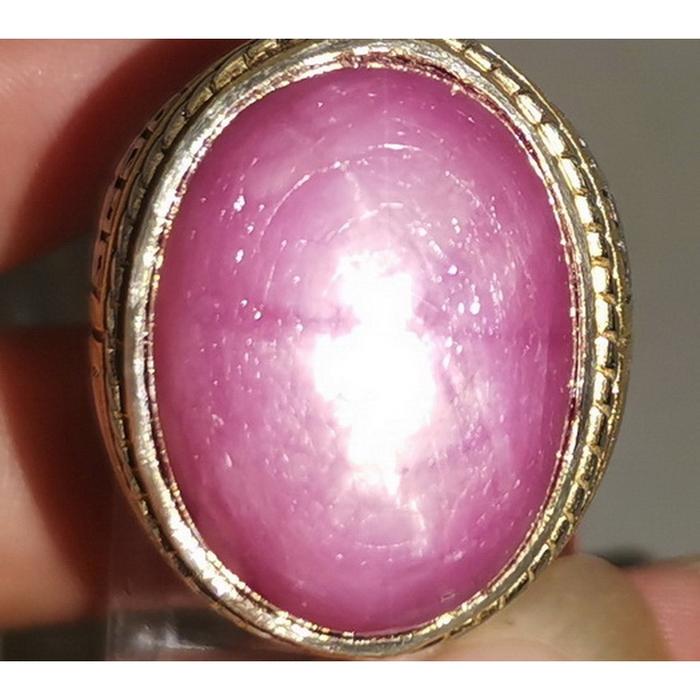 Cincin Batu Akik Pink Ruby Star Asli Natural Big Size 48.15 ct