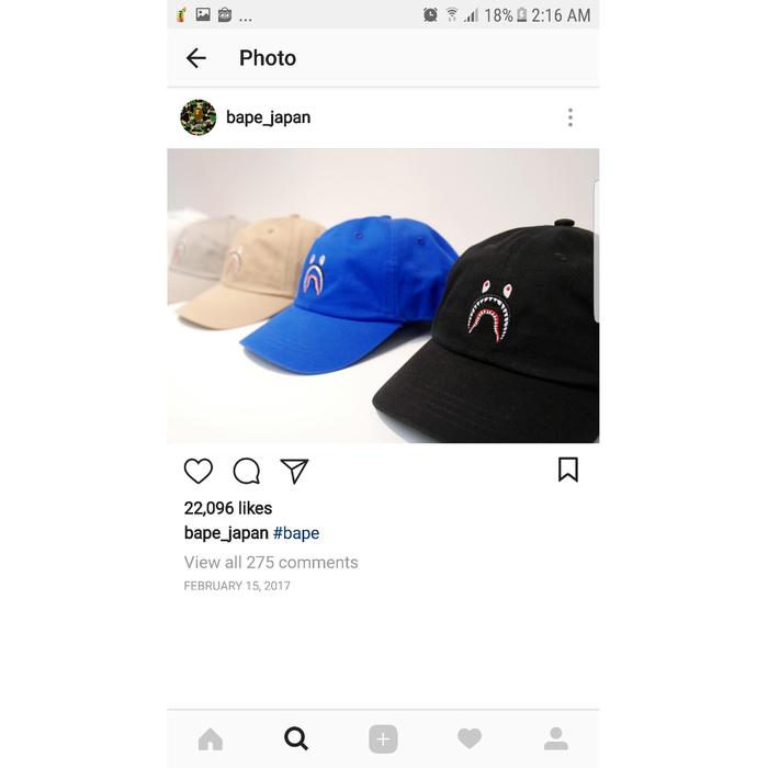TOPI BASEBALL BAPE SHARK,PRIA WANITA,TRENDY,SPORTY,HITAM BIRU,ABU2