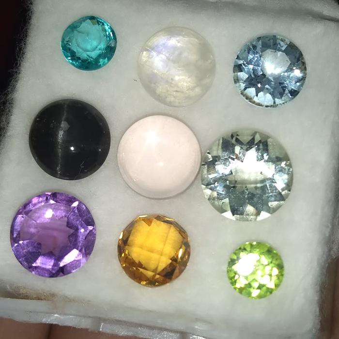 natural batu mulia round cut 9 elemen alam rose quart star monstone