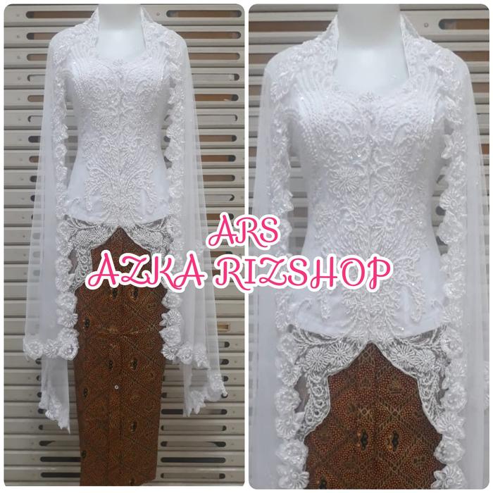 Set kebaya pengantin kebaya akad nikah kebaya putih kerah sunda