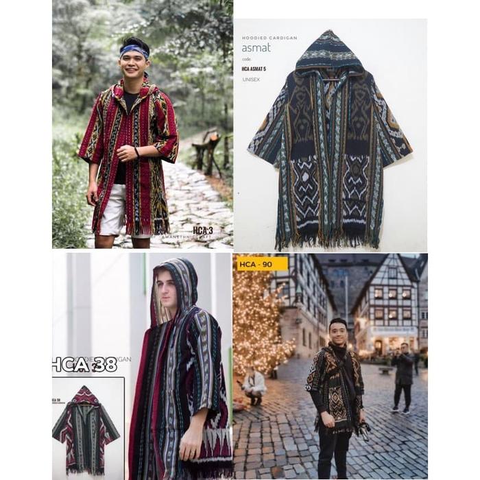AEC Outer Cardigan with hoodie Bahan Asli Tenun (Unisex)