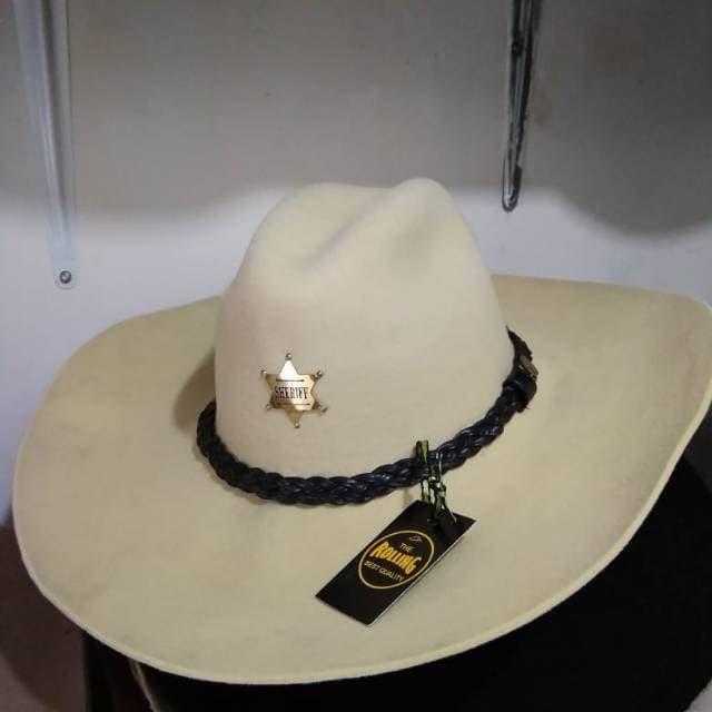TOPI LAKEN MARLBORO SHERIFF CREAM | TOPI FEDORA 100% WOLL IMPOR