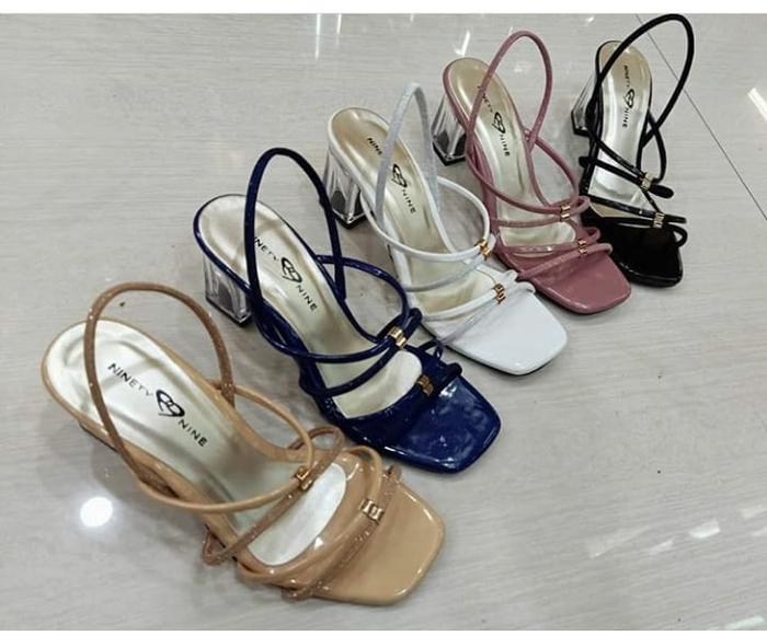 SANDAL HEELS KACA WANITA TALI BELAKANG