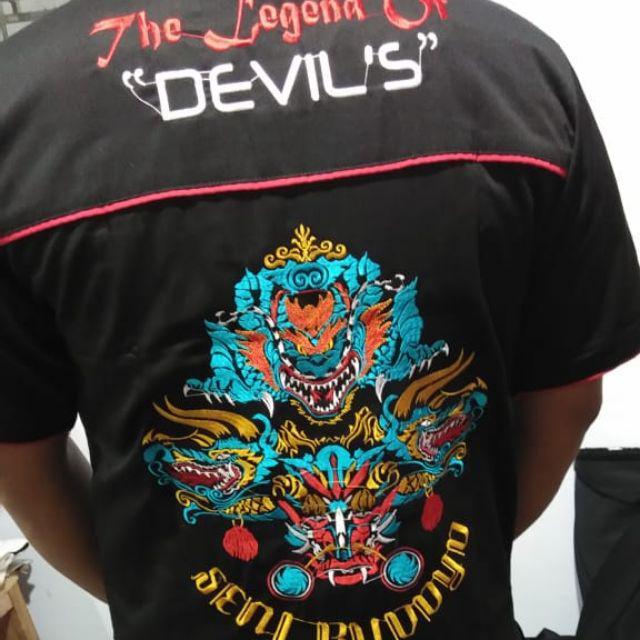 Baju bordir jaranan devil / baju pria murah gambar jaranan biru