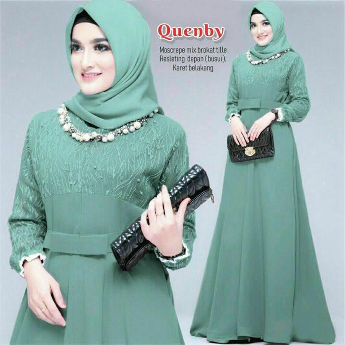 BAJU GAMIS WANITA SYARI QUENBY MOSCREPE PAKAIAN WANITA MUSLIM TERBARU