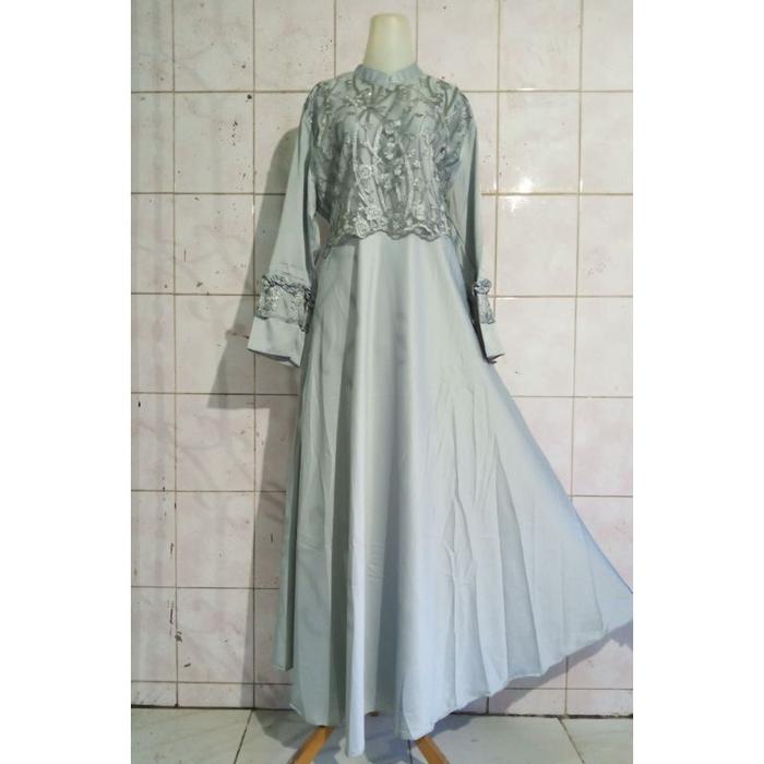 GAMIS BRUKAT DRESS BURKAT WANITA MUSLIM HIJAB BORDIR ATAS