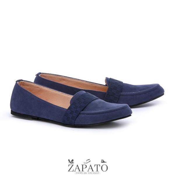 Sepatu Wanita Cewek Original Flat Shoes Selop Biru Casual Kerja Pesta