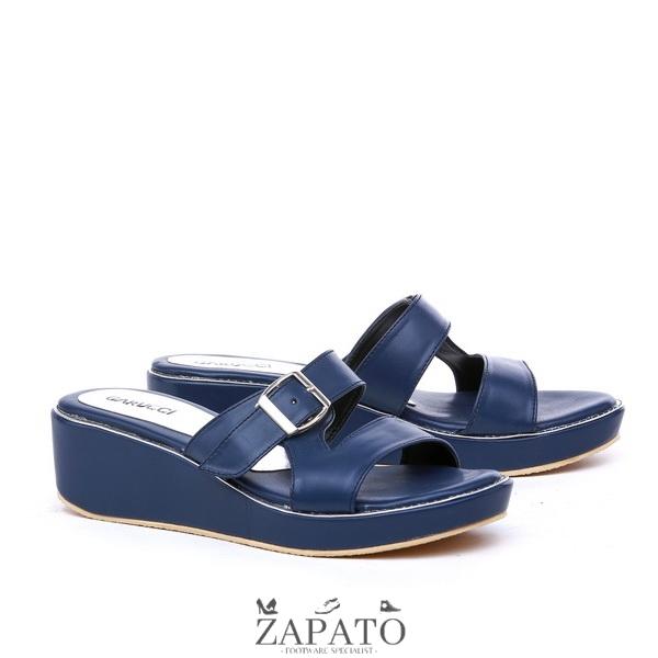 Sandal Pesta Wanita Cewek Sepatu Sendal High Heels Wedges Selop Biru