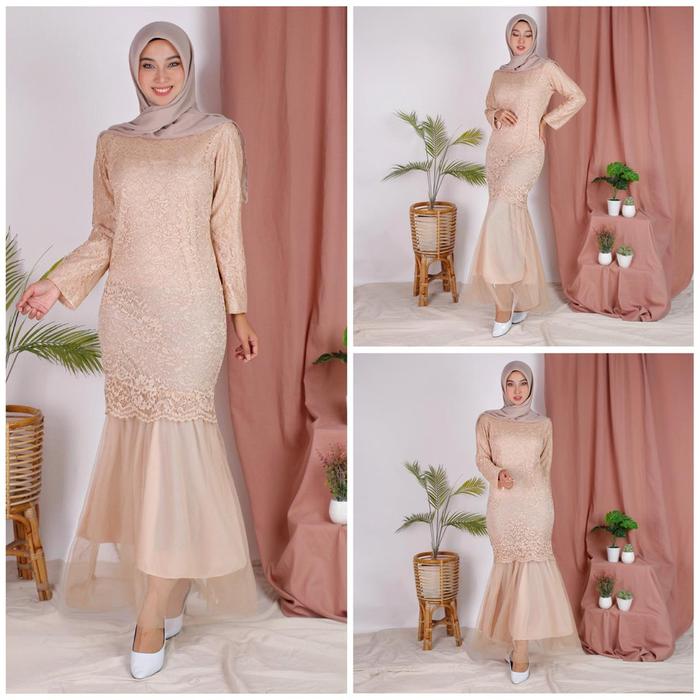 Baju Gamis Muslim Model Duyung Brukat Brokat Dress Wanita Lebaran