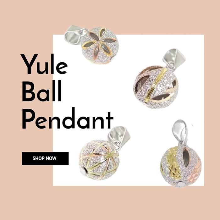 BCL293 KALUNG LIONTIN YULE BALL PERAK SILVER 925 LAPIS EMAS