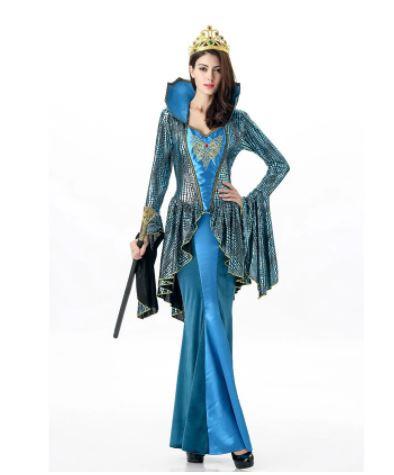 KOSTUM COSPLAY HALLOWEEN SILUMAN ULAR GAUN ULAR BIRU CARNAVAL WANITA