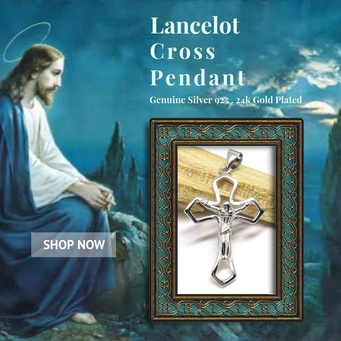BCL375 PERHIASAN KALUNG LIONTIN SALIB LANCELOT PERAK 925 LAPIS EMAS