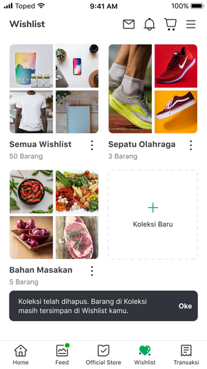 wishlist Tokopedia berhasil dihapus