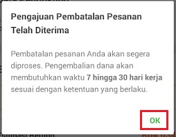 Pengajuan pembatalan penerbangan diterima di Tokopedia