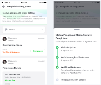 Status klaim di Tokopedia menjadi Verifikasi Dokumen