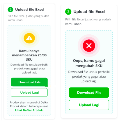 contoh tampilan produk gagal divalidasi