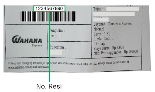 contoh resi Wahana