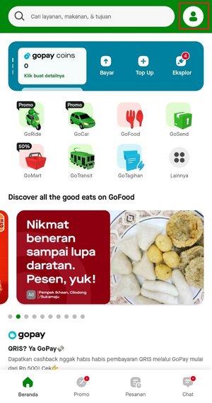 menu profil aplikasi gojek
