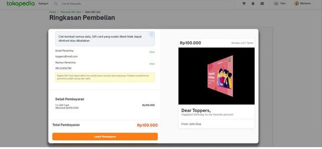Cara Membeli Gift Card Tokopedia
