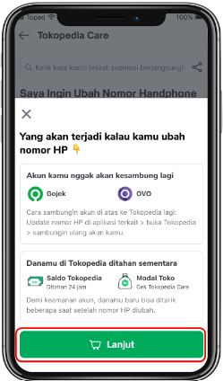 Ubah Nomor Handphone yang Tidak Aktif Tokopedia