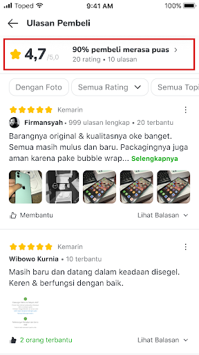 rating toko