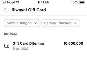 riwayat gift card