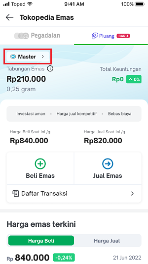 Tokopedia Emas by Pluang