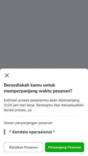 cara tanggapi pengajuan perpanjangan waktu proses pesanan Tokopedia