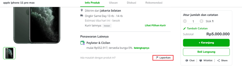 klik laporkan