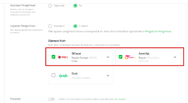 aktifkan kurir