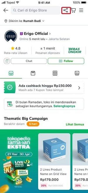 Tokopedia Affiliate - Tombol bagikan untuk salin link