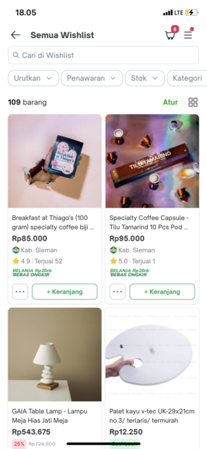 Klik Atur pada wishlist Tokopedia