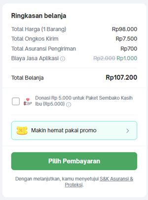 ringkasan belanja Tokopedia