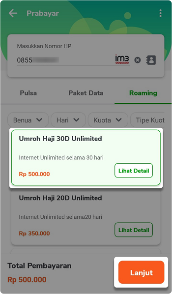 Prosedur Pembelian Paket Roaming di Tokopedia
