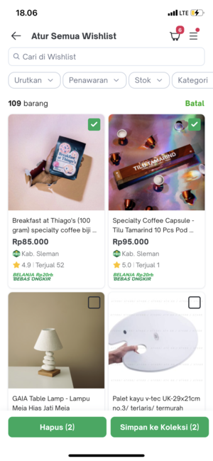 Klik tombol simpan ke koleksi di Tokopedia
