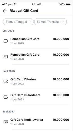 riwayat gift card