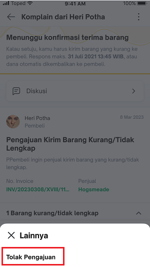 Cara Menolak Komplain Produk Kurang/Tidak Lengkap Tokopedia
