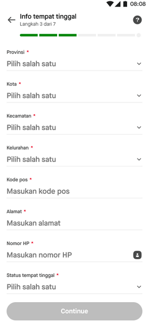 isi dan lengkapi info tempat tinggal kamu