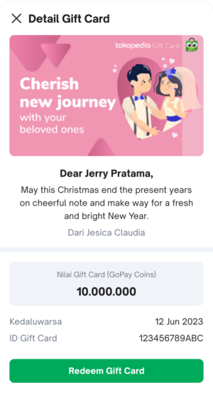 riwayat gift card